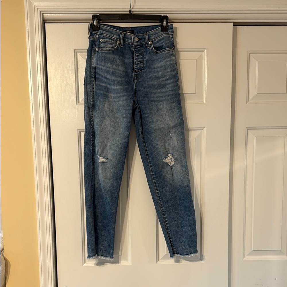 7 For All Mankind Blue Ankle Cropped Jeans
